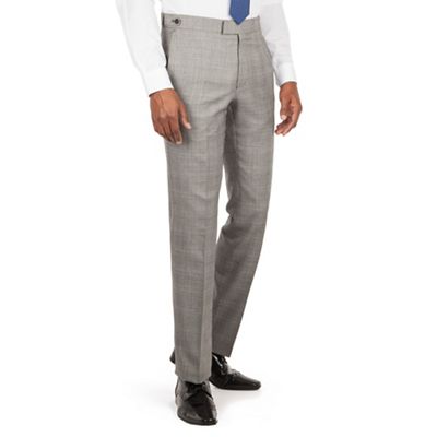 Hammond & Co. by Patrick Grant Grey check plain front savile row suit trouser